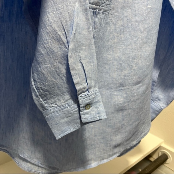 St Tropez women 100% Linen popover tunic rolltab breathable minimal Lagenlook Lg - Picture 8 of 8